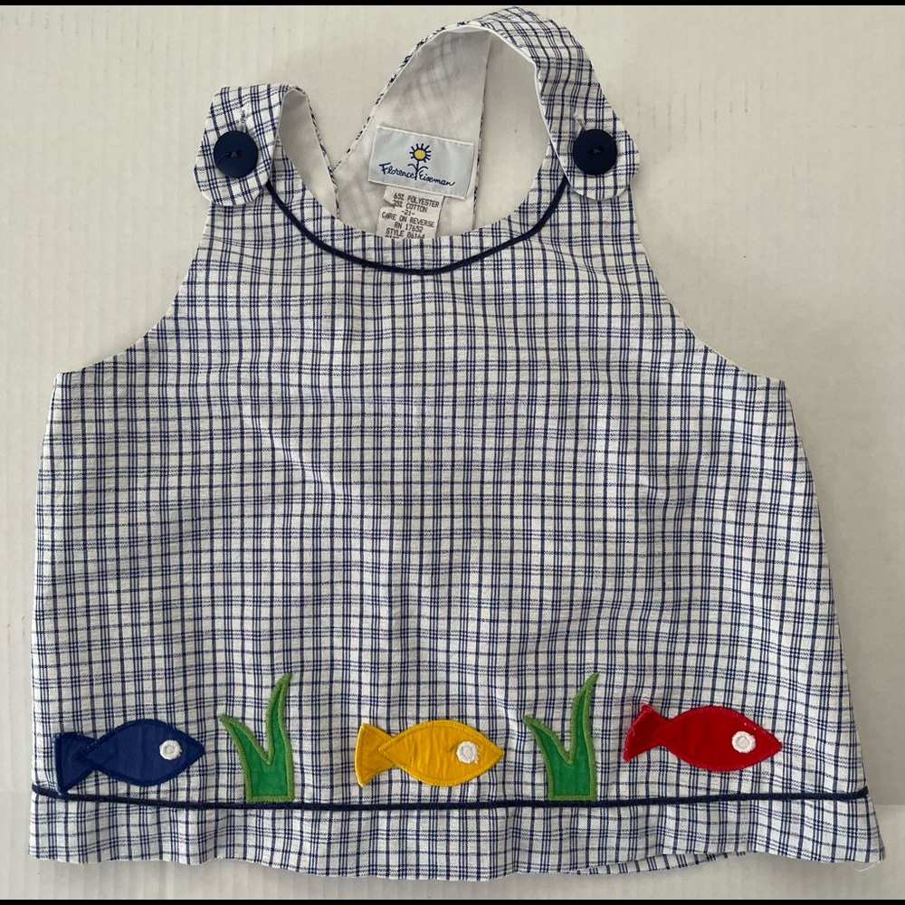 Florence Eiseman Plaid Fish Motif Girls Top Sz 4